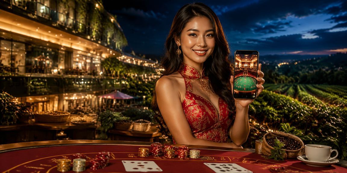 Người chơi tại Đà Lạt thư giãn trong vườn hoa và tham gia casino trực tuyến trên máy tính bảng